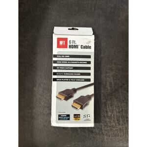 HFT 3D HDMI Cable, 6 ft. 1080p High Speed With Ethernet 10.2 GB Surround Sound